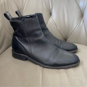 All Saints Black Leather Side Zip Up Ankle Boots Men's Size 44 US 11